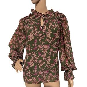 Olivia James the Label Floral Long Sleeves Blouse Size M